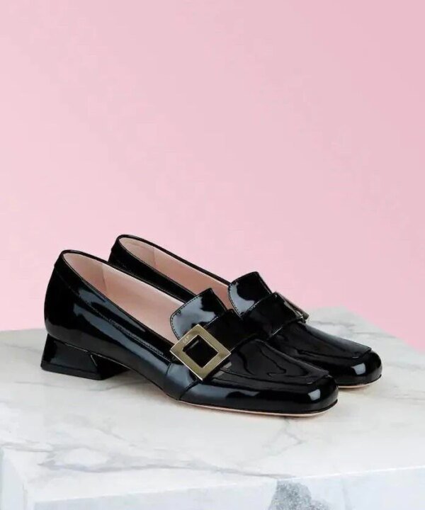 Roger Vivier RV Mini Buckle Loafers In Black