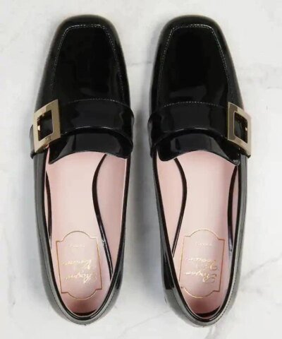 Roger Vivier RV Mini Buckle Loafers In Black