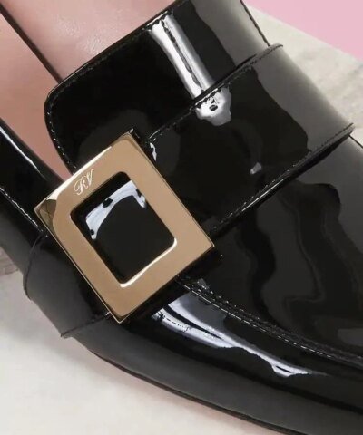 Roger Vivier RV Mini Buckle Loafers In Black