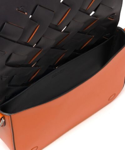 Prada Leather Shoulder Bag With Large Woven Motif