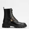 Tod's Combat Boots In Leather - Black