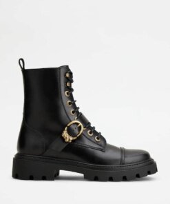 Tod's Combat Boots In Leather - Black