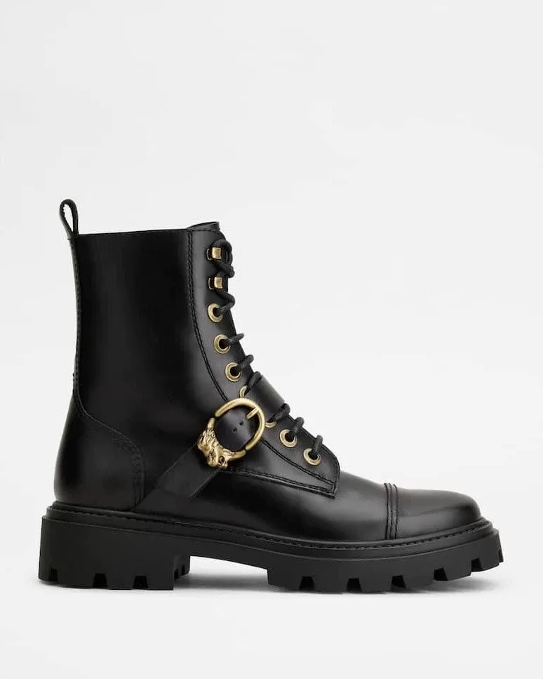 Tod's Combat Boots In Leather - Black