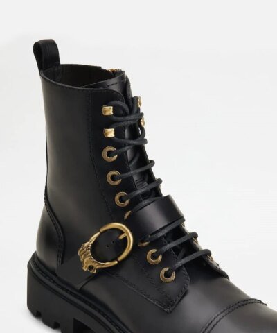 Tod's Combat Boots In Leather - Black