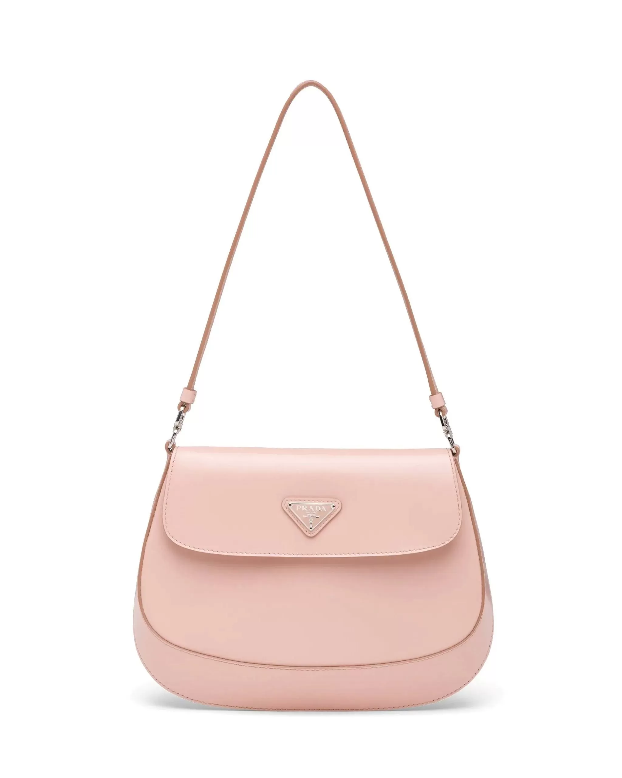 Prada Cleo Brushed Leather Shoulder Bag With Flap, Orchid Pink