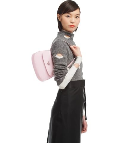 Prada Cleo Brushed Leather Shoulder Bag With Flap, Orchid Pink
