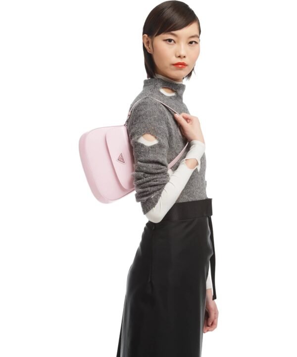 Prada Cleo Brushed Leather Shoulder Bag With Flap, Orchid Pink