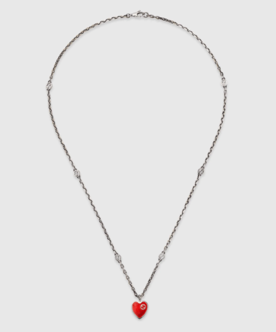 Gucci Necklace with Interlocking G enamel Heart
