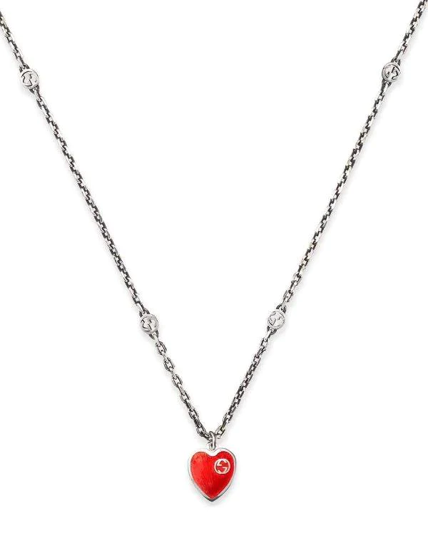 Gucci Necklace with Interlocking G enamel Heart