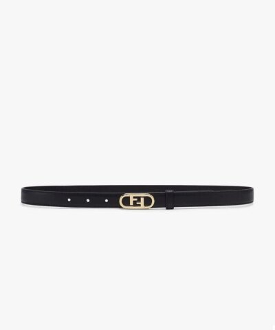 Fendi FF Lock Leather Skinny Belt