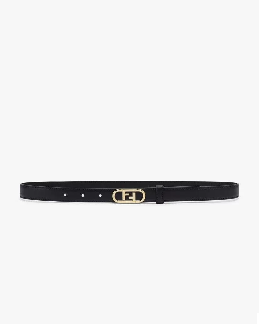 Fendi FF Lock Leather Skinny Belt