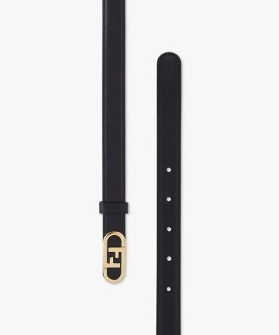 Fendi FF Lock Leather Skinny Belt