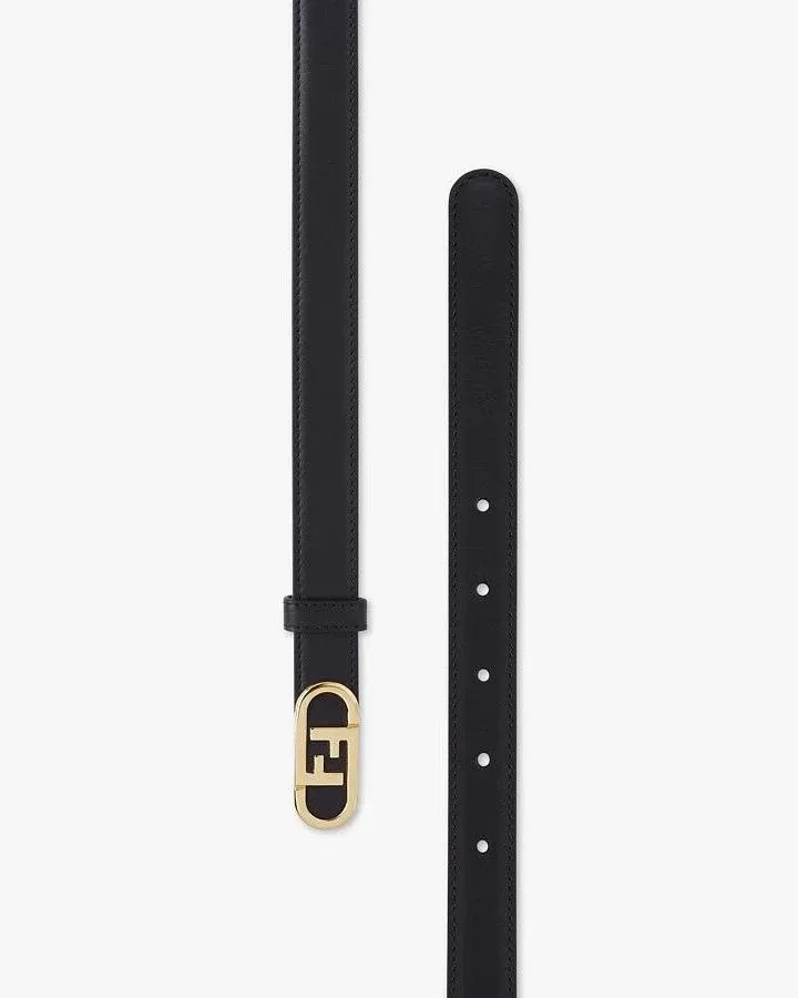 Fendi FF Lock Leather Skinny Belt