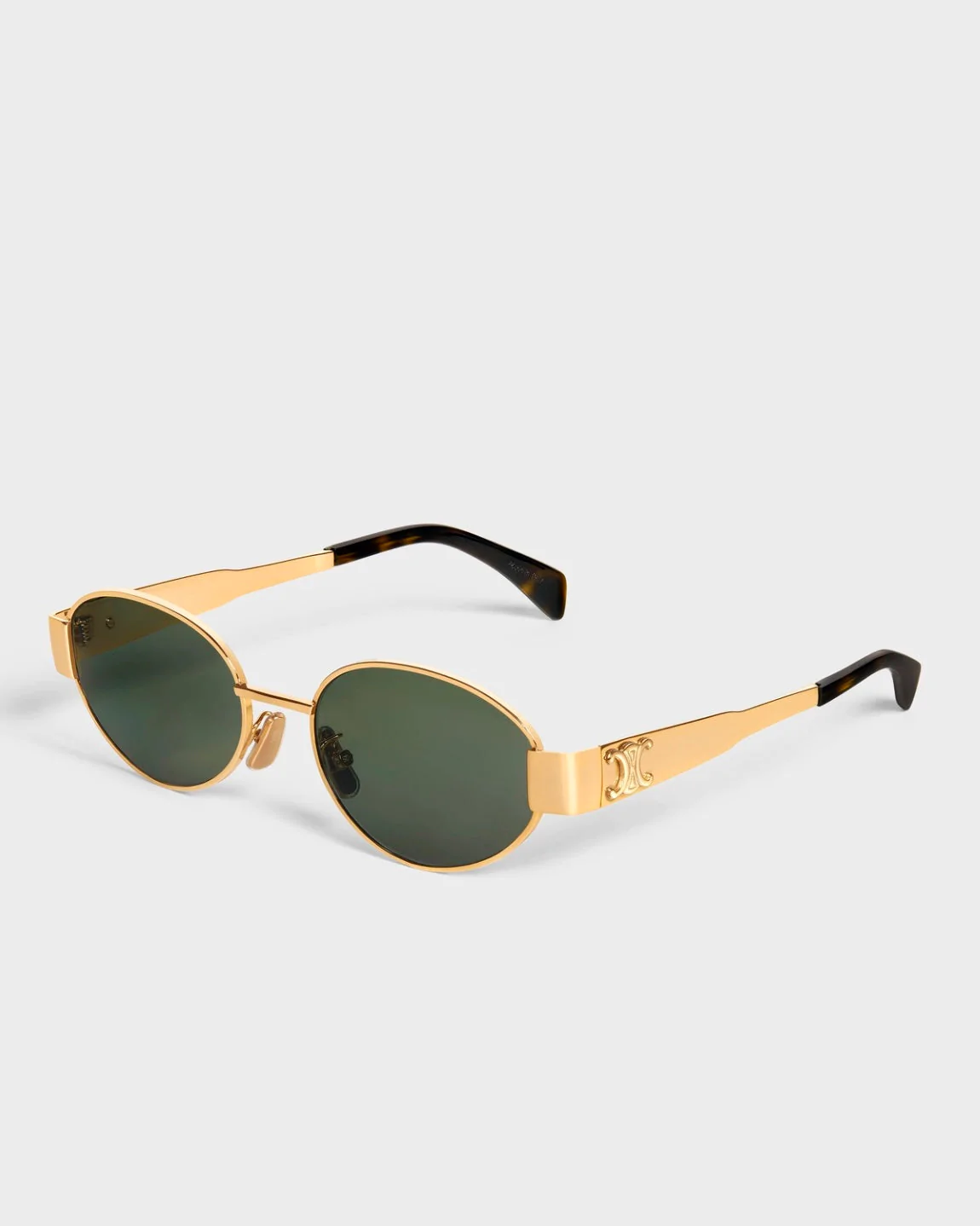Celine Triomphe Metal 01 Sunglasses In Gold / Green