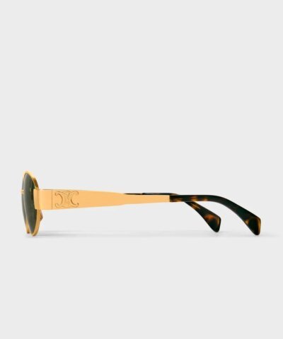 Celine Triomphe Metal 01 Sunglasses In Gold / Green