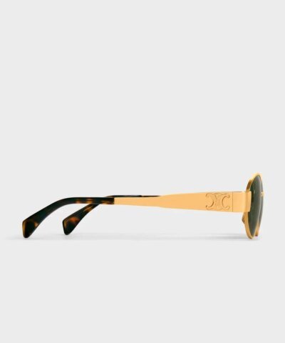 Celine Triomphe Metal 01 Sunglasses In Gold / Green