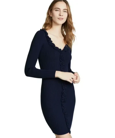 Milly Ruffle Trim Fitted Dress