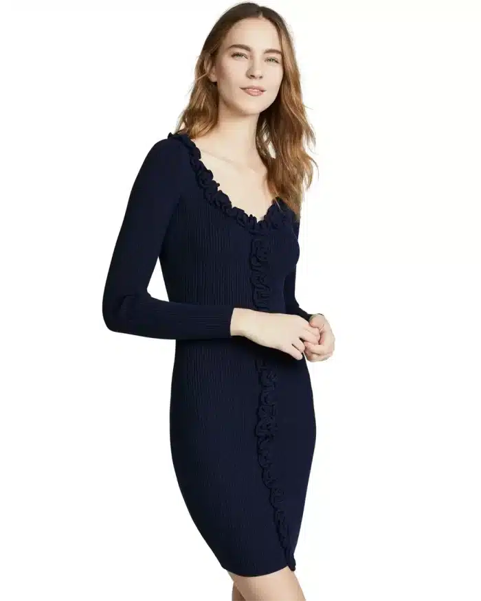 Milly Ruffle Trim Fitted Dress