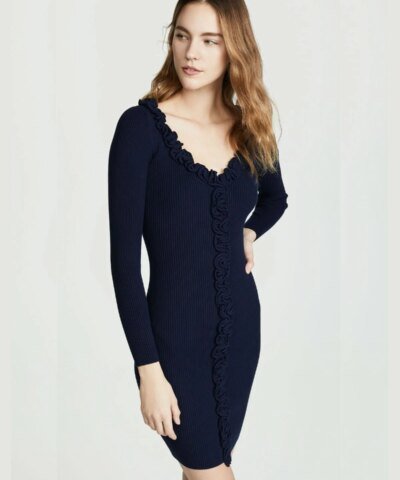 Milly Ruffle Trim Fitted Dress