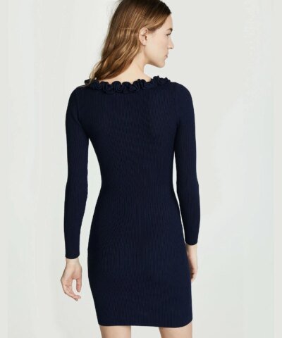 Milly Ruffle Trim Fitted Dress