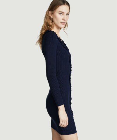 Milly Ruffle Trim Fitted Dress