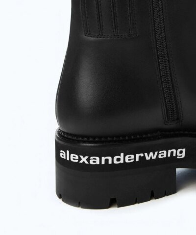 Alexander Wang Sanford Logo-Print Leather Ankle Boots