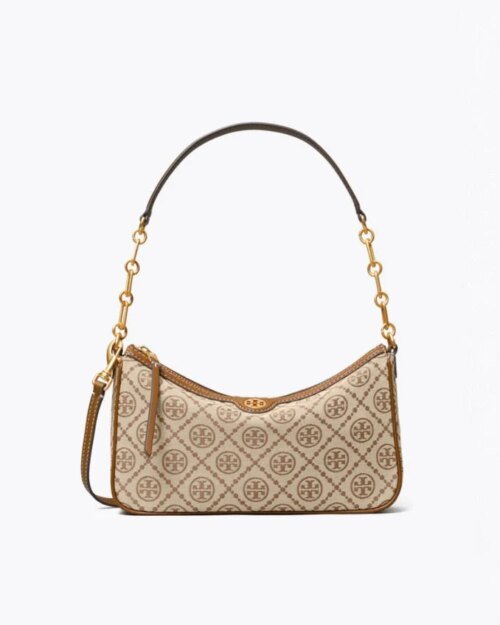 Tory Burch T Monogram Jacquard Studio Bag In Hazel