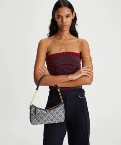 Tory Burch T Monogram Jacquard Studio Bag In Tory Navy