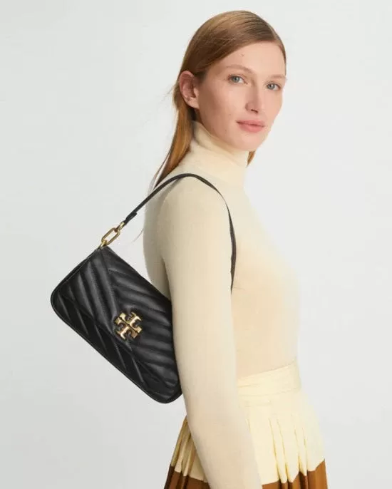 Tory Burch Black Kira Chevron Small Flap Shoulder Bag