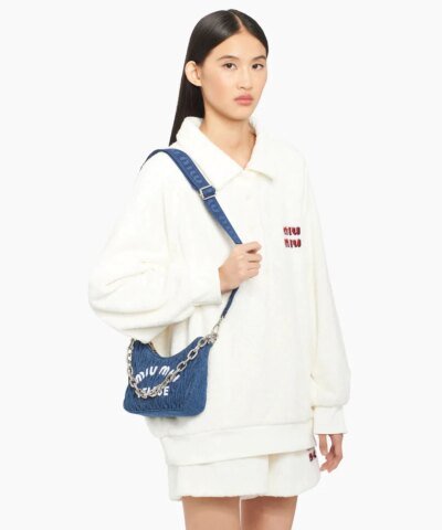 Miu Miu Matelassé Denim Shoulder Bag