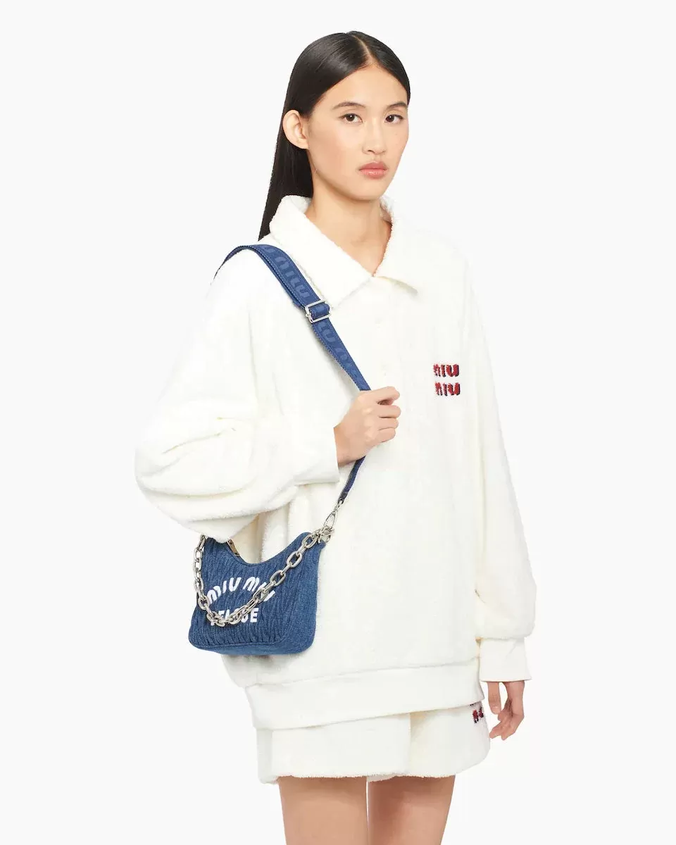 Miu Miu Matelassé Denim Shoulder Bag