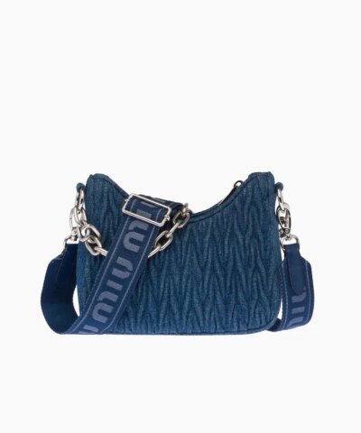 Miu Miu Matelassé Denim Shoulder Bag