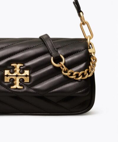 Tory Burch Black Kira Chevron Small Flap Shoulder Bag