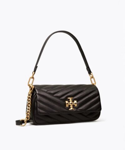 Tory Burch Black Kira Chevron Small Flap Shoulder Bag