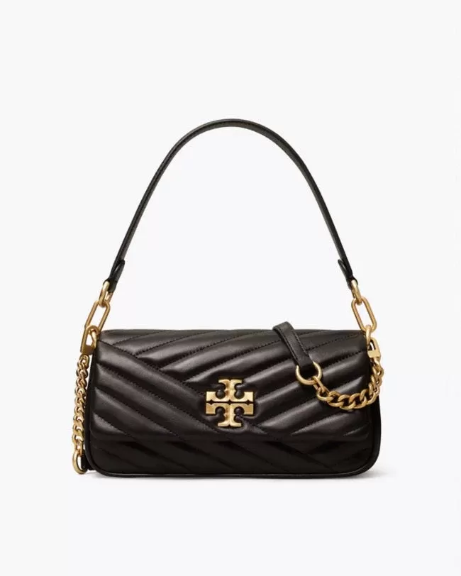 Tory Burch Black Kira Chevron Small Flap Shoulder Bag