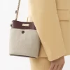 Chloe Small Key Bucket Bag In Linen & Shiny Calfskin