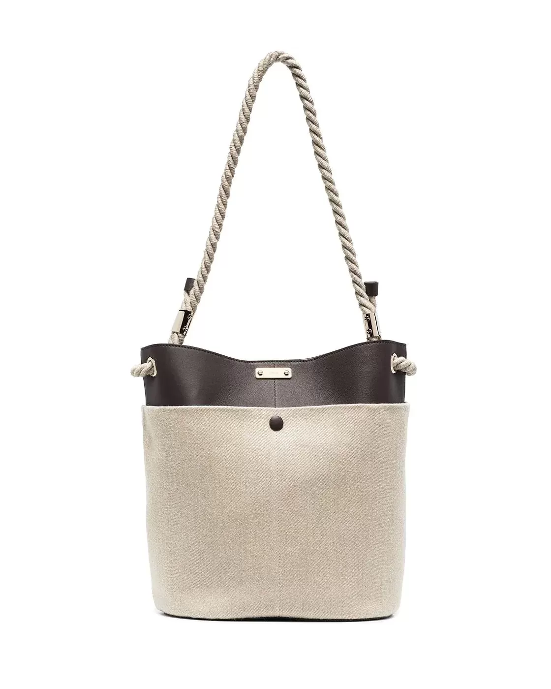 Chloe Small Key Bucket Bag In Linen & Shiny Calfskin