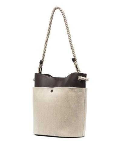 Chloe Small Key Bucket Bag In Linen & Shiny Calfskin