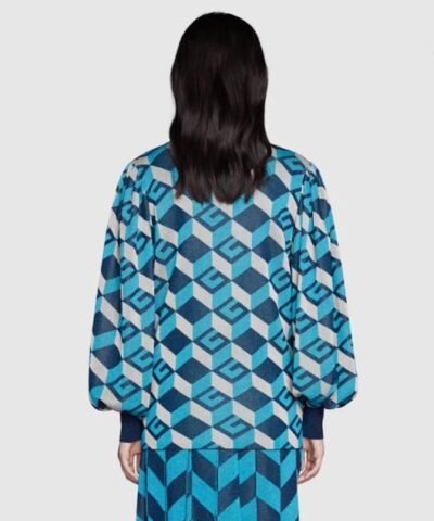 Gucci Lamé Jacquard Cardigan with Geometric G