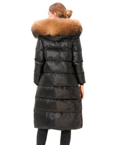 Simplee Hooded Faux Fur Trim Puffer Coat