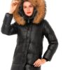 Simplee Hooded Faux Fur Trim Puffer Coat