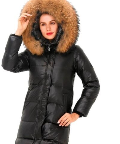 Simplee Hooded Faux Fur Trim Puffer Coat