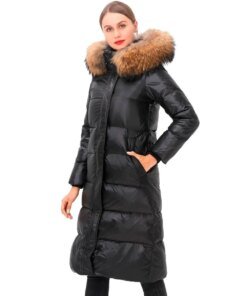 Simplee Hooded Faux Fur Trim Puffer Coat