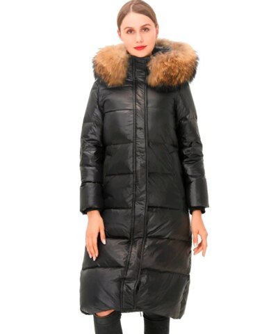 Simplee Hooded Faux Fur Trim Puffer Coat