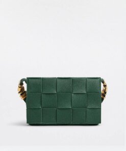 Bottega Veneta Cassette Leather Crossbody Bag, Raintree