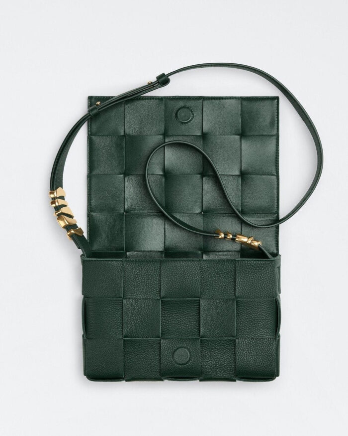Bottega Veneta Cassette Leather Crossbody Bag, Raintree