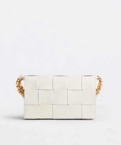Bottega Veneta Cassette Leather Crossbody Bag, White