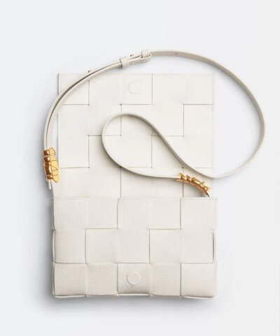Bottega Veneta Cassette Leather Crossbody Bag, White