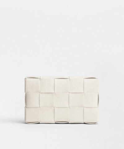 Bottega Veneta Cassette Leather Crossbody Bag, White