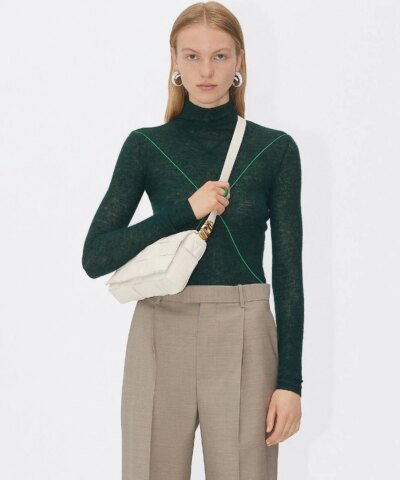 Bottega Veneta Cassette Leather Crossbody Bag, White